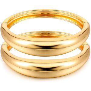 Gold/Silver Plated Cuff Bangle Bracelets For Women Set Chunky Trendy Gold Bracel